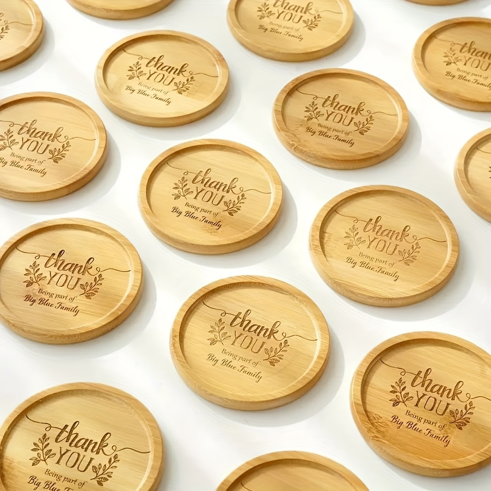 Bamboo Coasters Featuring Your Design, Laser Engraved